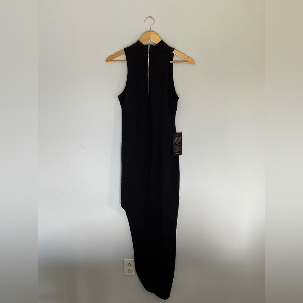 NWT Bebe Black Long Thigh Slit Dress - Picture 2 of 2